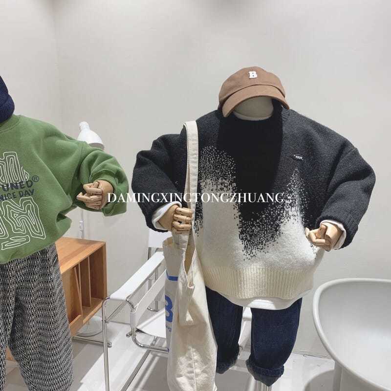 Áo Sweater Dệt Kim Cổ Tròn Thời Trang Mùa Xuân 2022 Cho Bé Trai