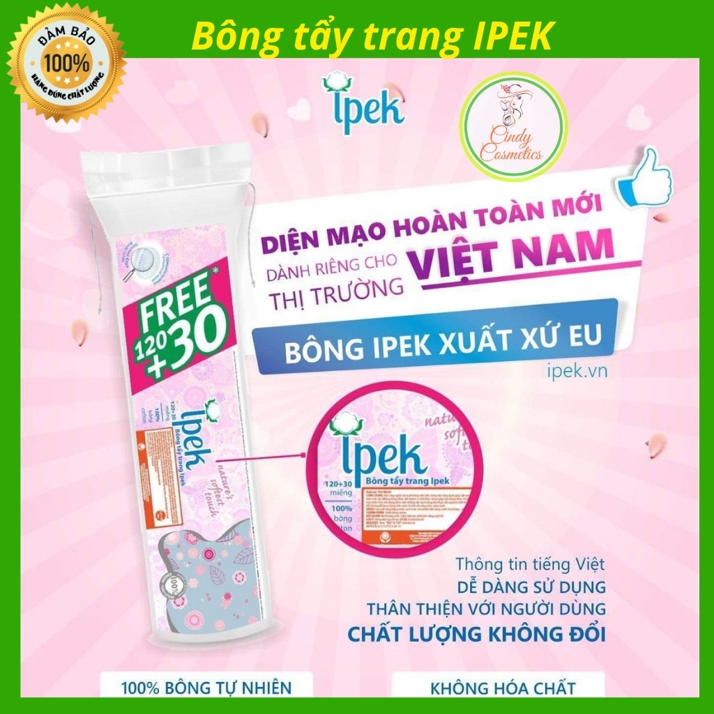 [ Hoàn Xu Xtra] COMBO 2 Bông Tẩy Trang IPEK Thổ Nhĩ Kỳ 150 (120 + 30) Miếng/ gói 💖 IPEK Coton Pads