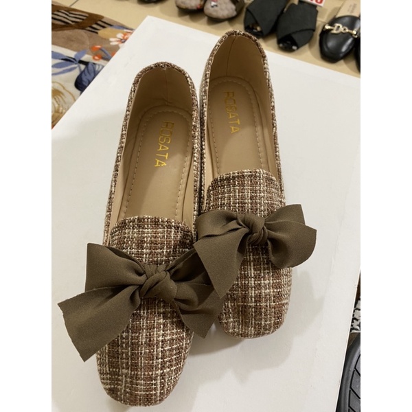 Giày nữ nơ lụa đế cao 4-5cm