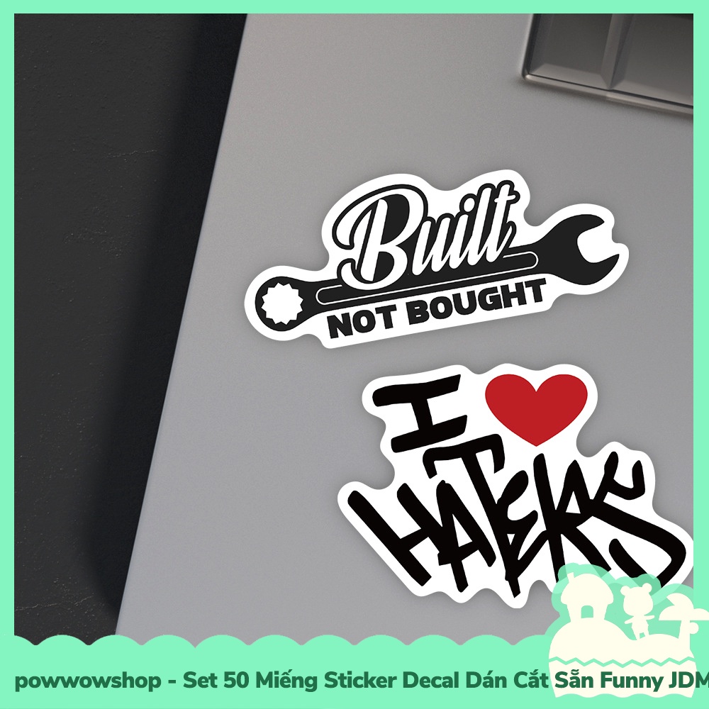 [Sẵn VN - Hỏa Tốc] Set 50 Miếng Sticker Decal Cắt Sẵn DIY Dán Trang Trí Vật Dụng Mẫu JDM Funny