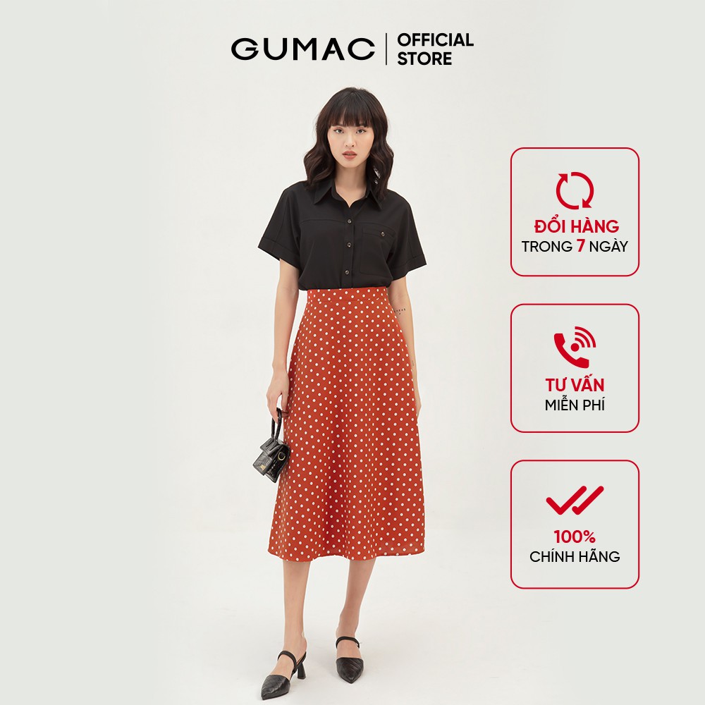 Chân váy nữ dài họa tiết chấm bi GUMAC màu đỏ đủ size, phong cách trẻ trung, thanh lịch VB3127 | BigBuy360 - bigbuy360.vn