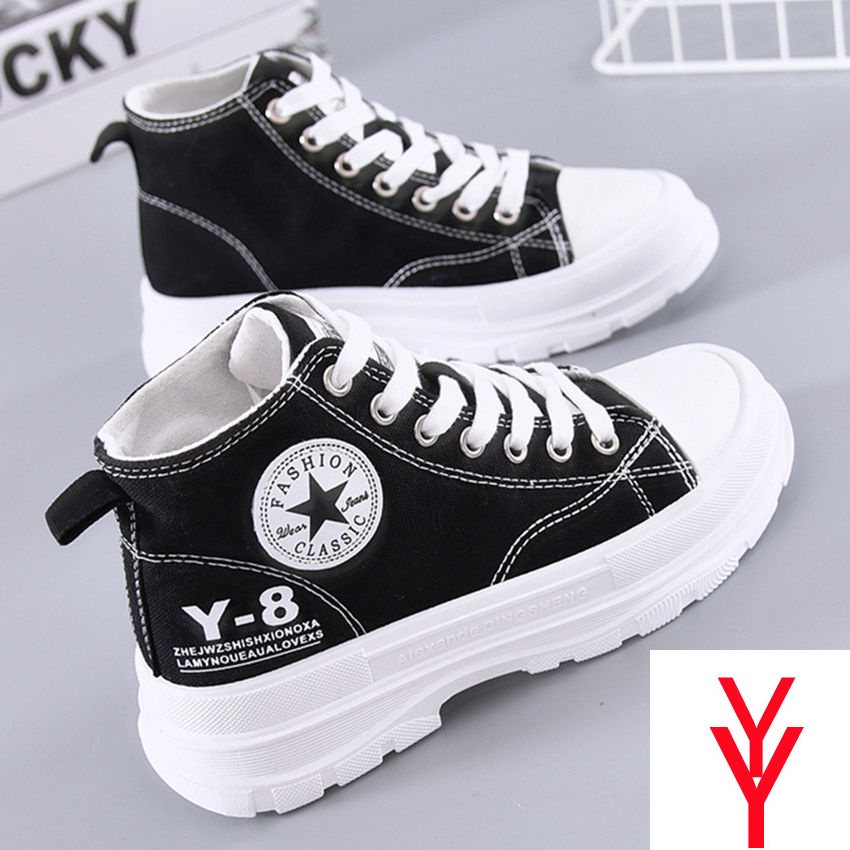 Giày thể thao vải canvas cổ cao thời trang thu đông cho bé gái 9 10 11 12 13 14 15 tuổi