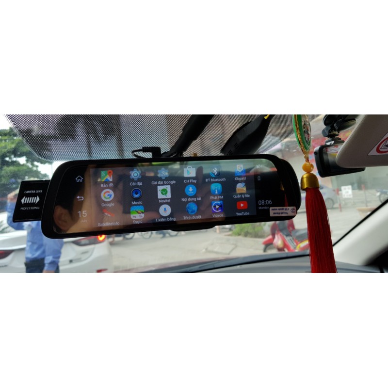 Camera Hành Trình Gắn Gương ANDROI - RAM 2G - SIM 4G -  MÀN HÌNH 10 inch - Tích Hợp Camera Sau