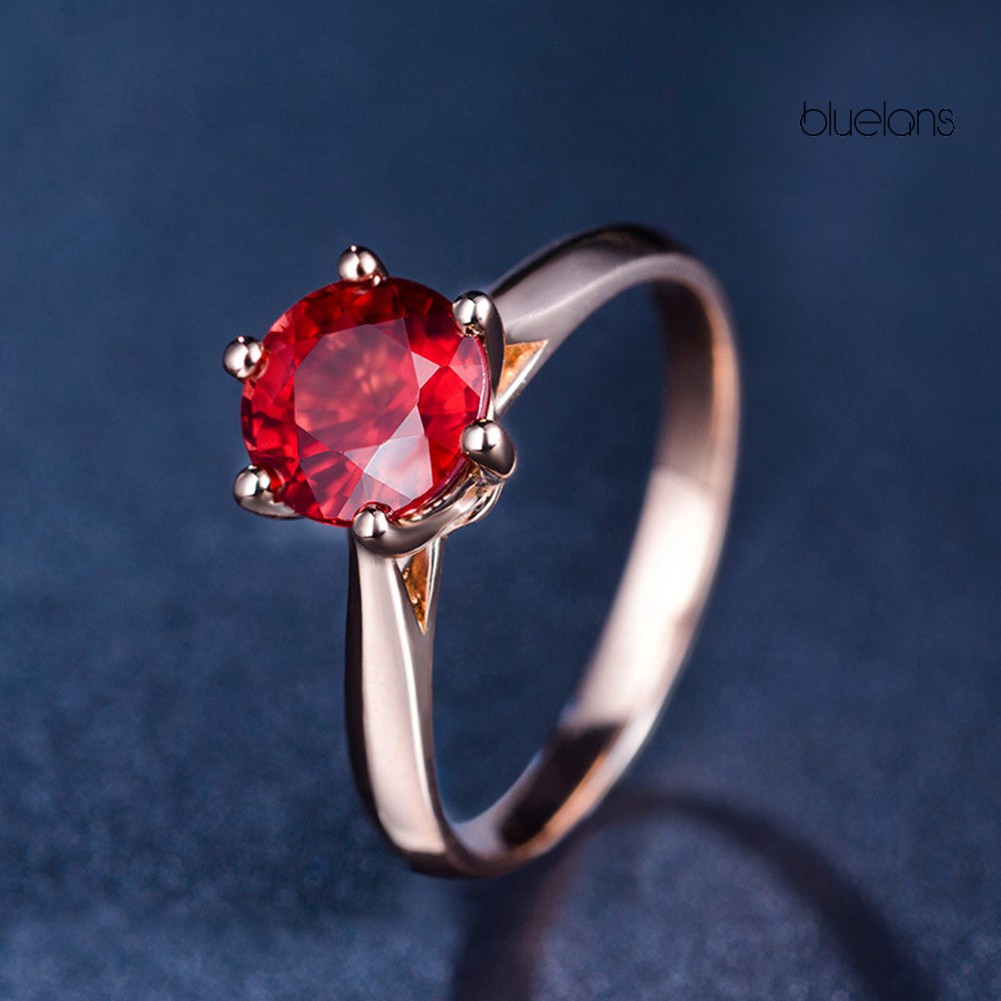 Nhẫn Đính Hôn Đính Đá Ruby Nhân Tạo Cho Nữ