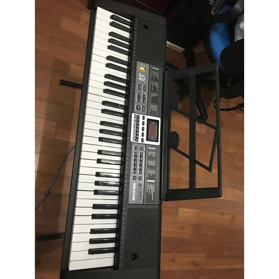 [ Có video + ảnh thật ] Đàn Piano Electronic Keyboard 61 Phím kèm phụ kiện giá đỡ nhạc, mic, sạc điện dành cho người lớn