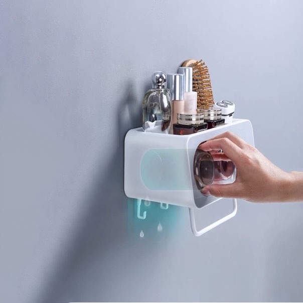 Giá treo bàn chải đánh răng phòng tắm treo tường Máy phân phối kem đánh răng tự động