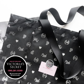(Túi Bill Mỹ  83) Túi vải mỏng, gọn nhẹ in logo Pink và trái tim bạc - Hàng nhập Victoria's Secret USA