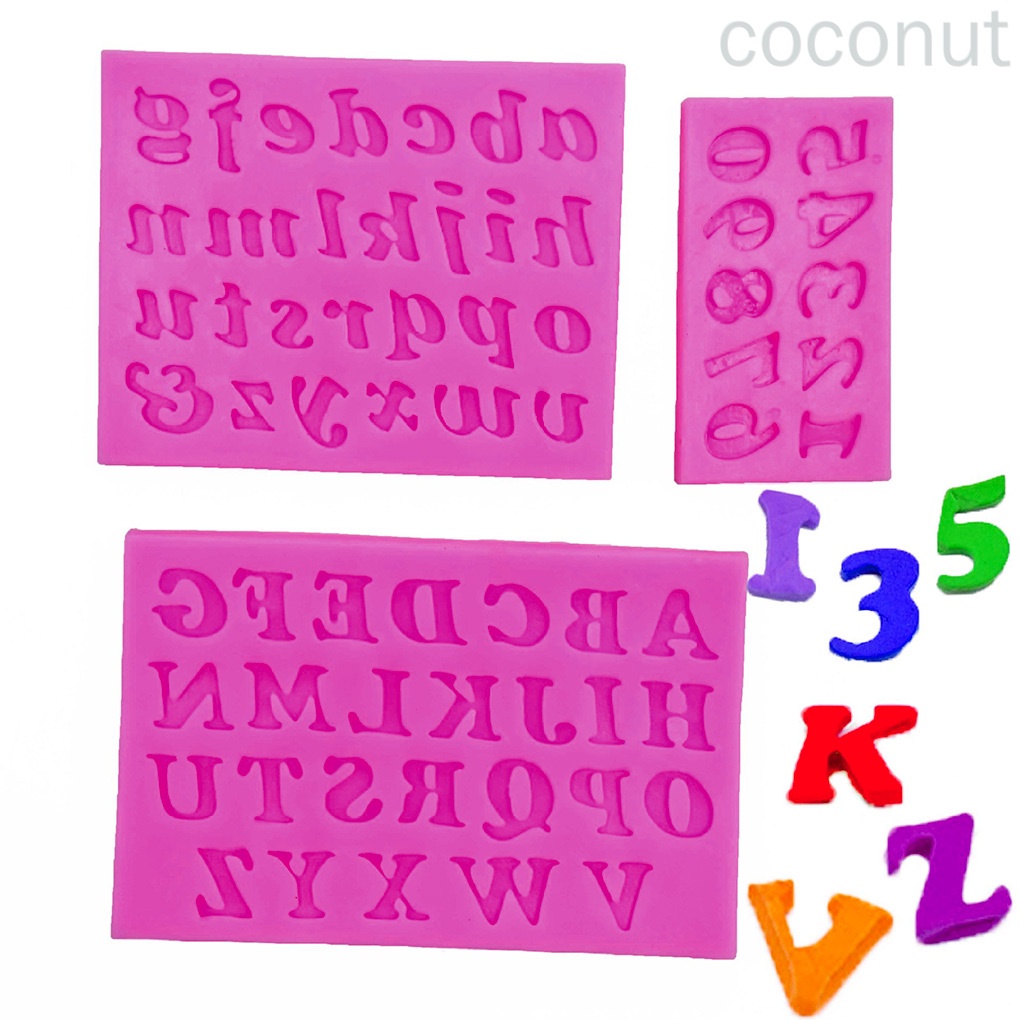 Bộ 3 Khuôn Silicon Làm Bánh Hình Chữ Cái Và Số