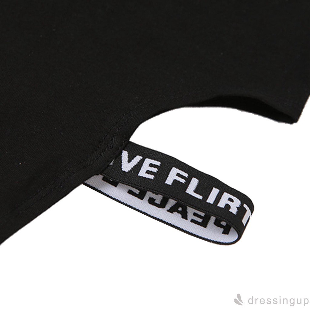 Bộ Áo Liền Quần Cổ Chữ U Thêu Chữ Màu Đen Thời Trang Mùa Hè Cho Nữ | BigBuy360 - bigbuy360.vn