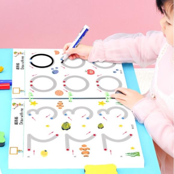 Đồ chơi Montessori, vở tập viết sách tập viết xóa được giáo dục sớm cho bé từ 2+ chất liệu cao cấp_Kèm Bút & Xóa