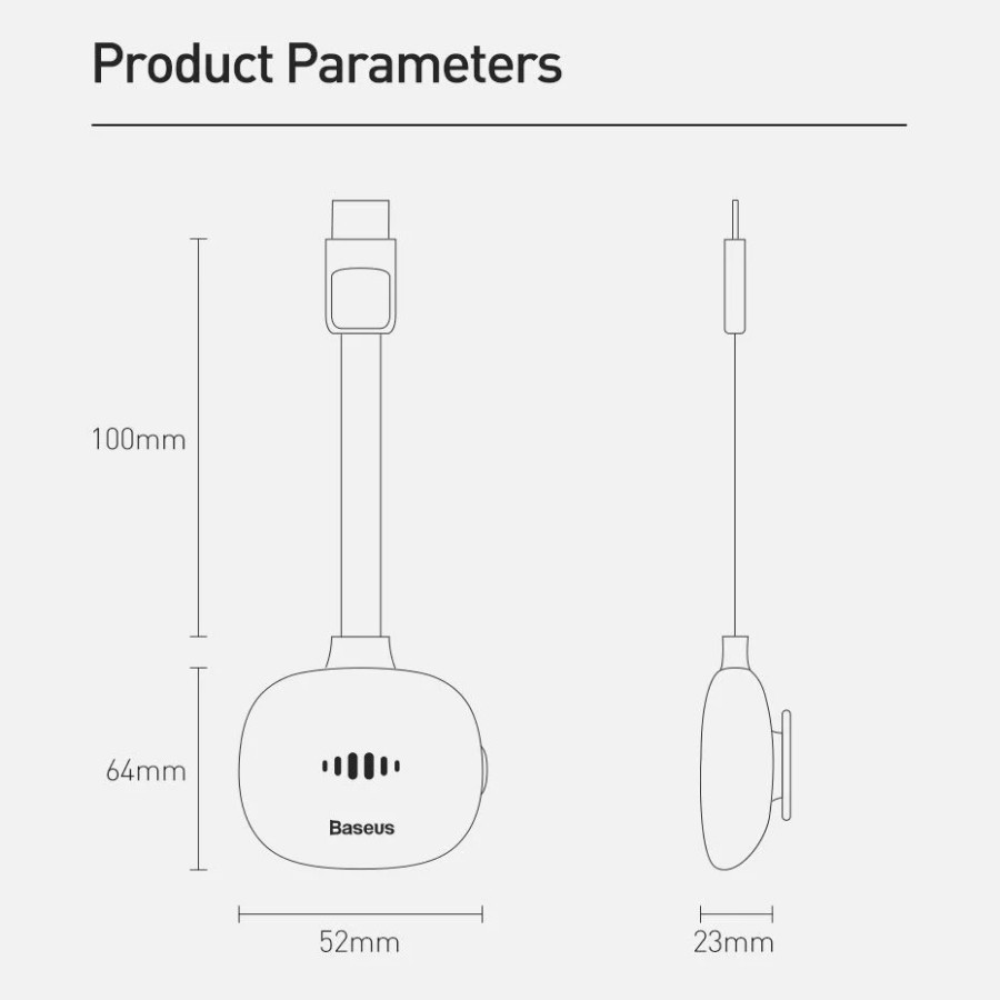 Bộ truyền hình ảnh qua HDMI không dây Baseus Meteorite Shimmer Wireless Display Adapter cho Smartphone/ iPad/ LV795-BK