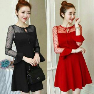Đầm dáng xòe phối lưới cực xinh