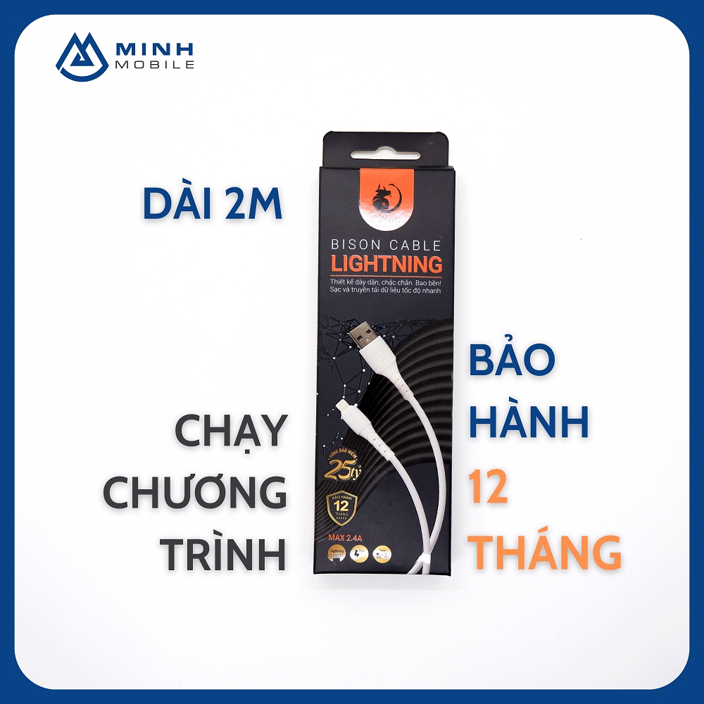 Cáp sạc BISON CON TRÂU siêu bền, bảo hành 12 tháng, sạc nhanh, bảo hiểm cháy nổ 25 tỷ