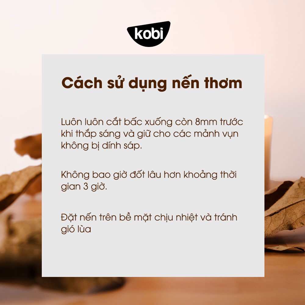 Nến thơm Kobi Into The Night cao cấp làm từ 100% sáp đậu nành, giúp giảm stress, sang trọng, tinh tế -200g