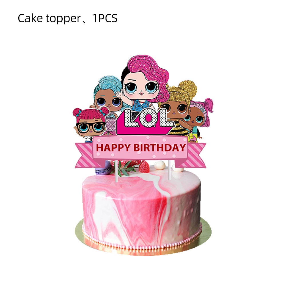 Yt1 lol surprise remix búp bê chủ đề trẻ em trang trí tiệc sinh nhật cờ biểu ngữ phông nền bánh topper ty1