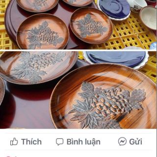Bộ dĩa gỗ khắc