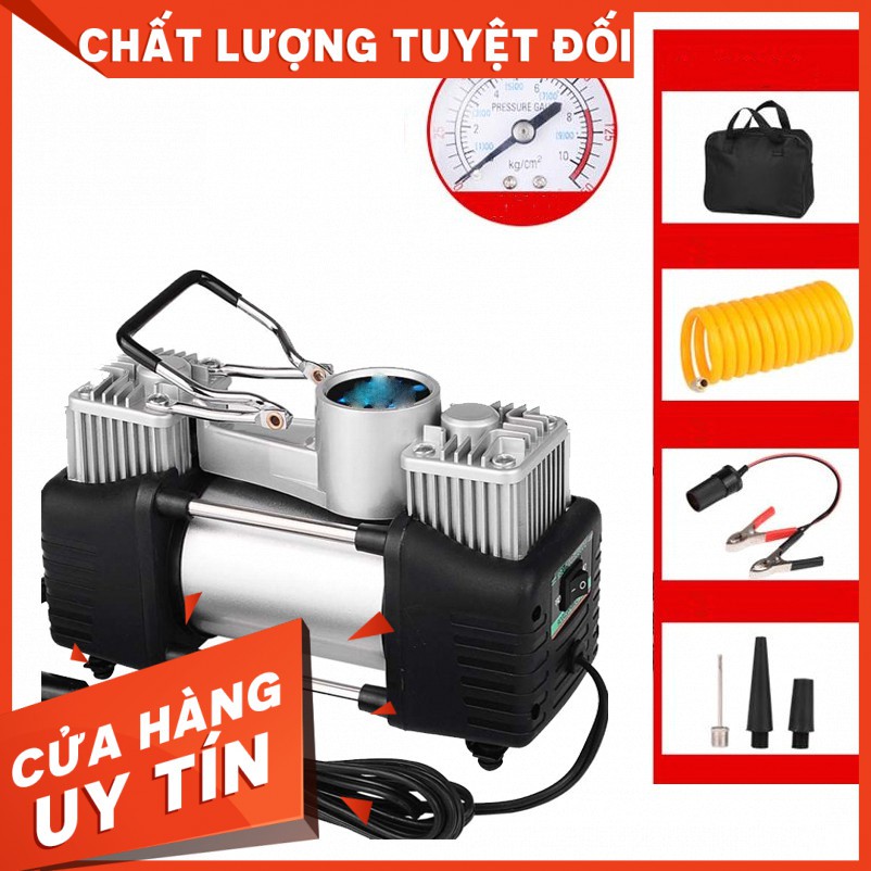 Máy bơm lốp ô tô 2 xylanh 628-4x4 DC12V 150 PSI,Máy bơm lốp xe hơi có màn hình hiển thị đồng hồ đo áp[ HÀNG NEW 2019]