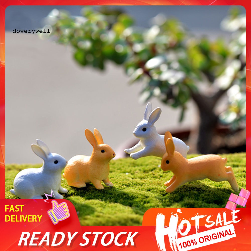 2 Mô Hình Thỏ Mini Cho Trang Trí Tiểu Cảnh