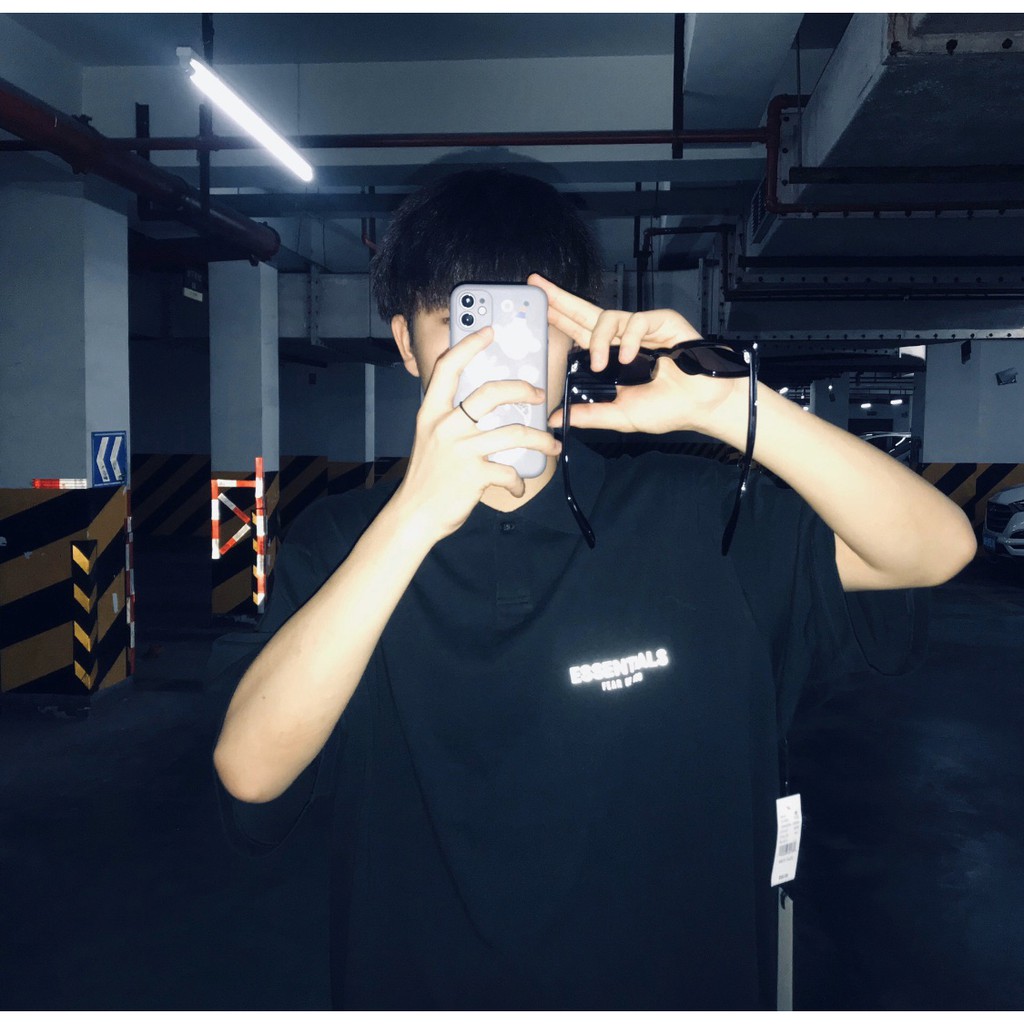 Fear OF GOD FOG ESSENTIALS Men's Lapel Cotton Polo Shirt Neck Print T-Shirt