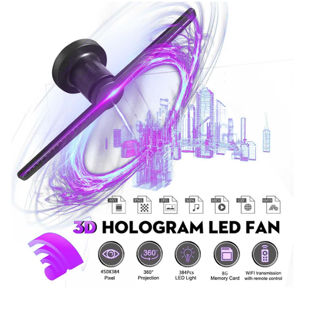 Màn hình quảng cáo Quạt LED Holographic Đèn hình ảnh 3D Wifi Từ xa Hologram Player