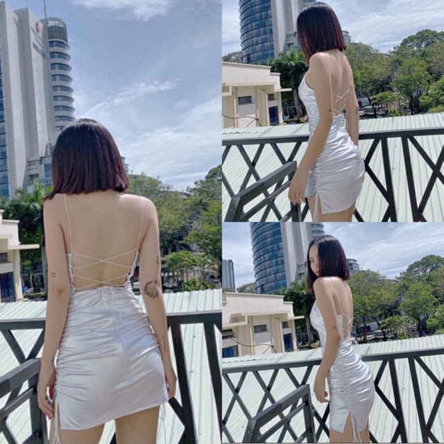 Đầm hai dây Yuki Dress lấp lánh ánh nhũ váy rút dây 2 bên tạo độ sexy hở lưng có sẵn mút ngực vải đẹp from chuẩn