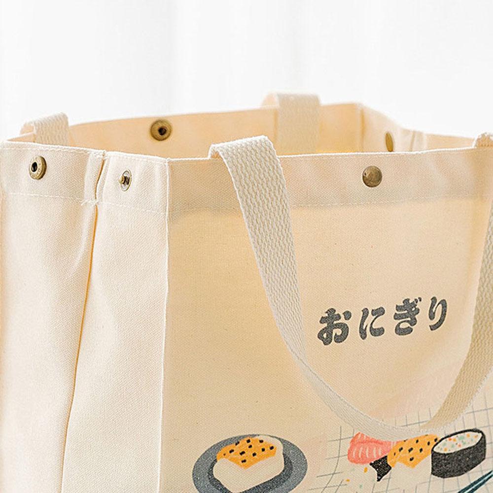 Túi Vải Canvas Kiểu Nhật Bản Có Dây Rút Nhiều Màu Sắc Để Đựng Cơm Trưa Tiện Dụng