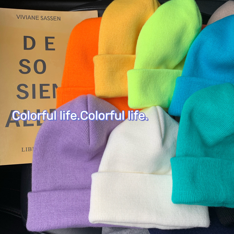 Mũ Len Dệt Kim Mỏng Co Giãn Màu Sắc Kẹo Ngọt Phong Cách Hàn Quốc Thời Trang Mùa Thu 22062