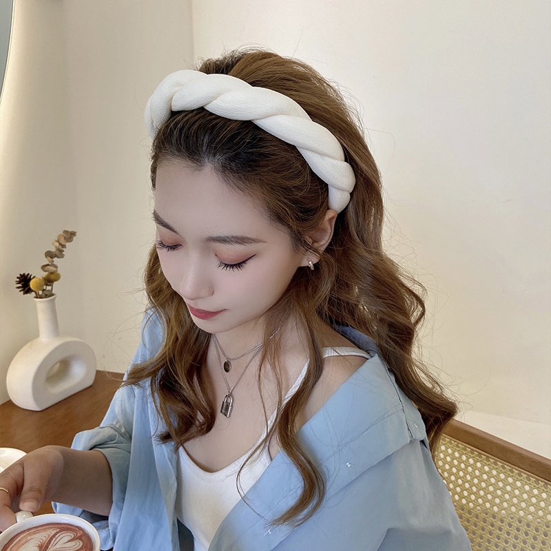 Băng đô xốp bản rộng màu sắc đơn giản thời trang phong cách Hàn Quốc