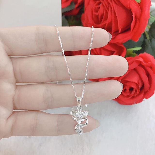 Dây chuyền nữ  mặt hồ ly đính đá chuẩn bạc ta- THU HUONG SILVER