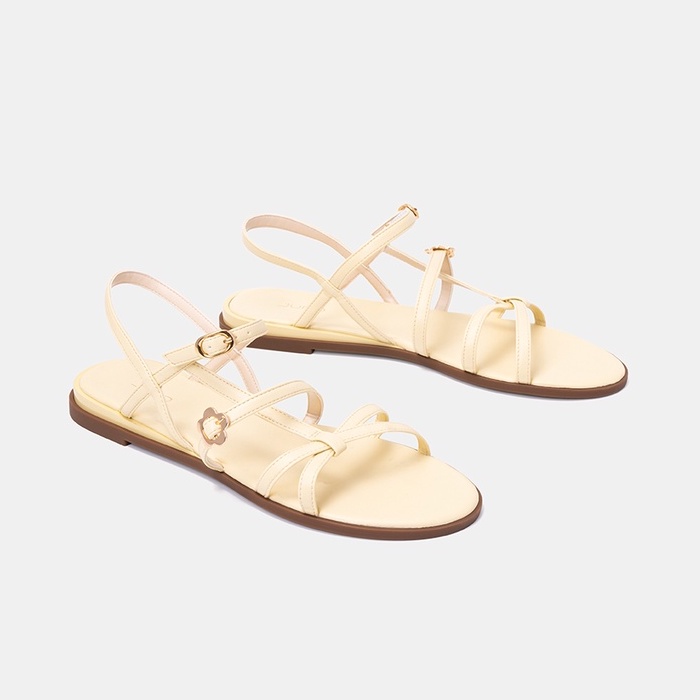 Giày Sandal Nữ Thời Trang 3cm JUNO Dây Bệt Gắn Khoá Hoa Trang Trí SD03056