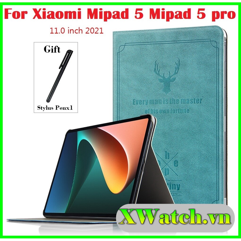[Tặng bút cảm ứng] Bao Da Máy Tính Bảng Cho Xiaomi Pad 5 Pro MiPad 6 6 pro 11 &quot; họa tiết Hươu nai