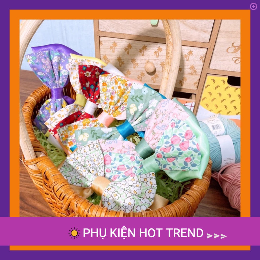 [SIÊU RẺ] Kẹp tóc nơ tiểu thư vintage satin hoa handmade cao cấp, phong cách hàn quốc