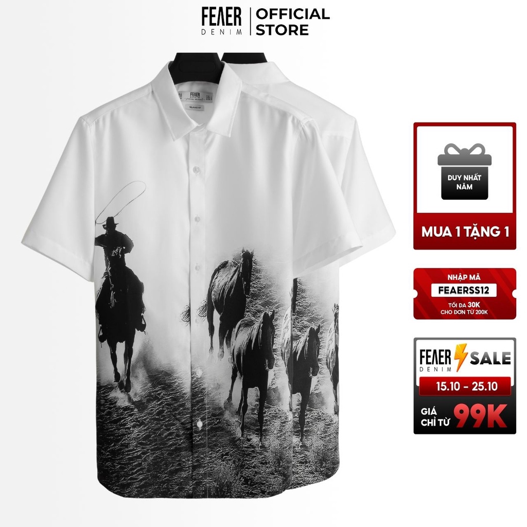Áo sơ mi nam họa tiết FEAER DENIM chất lụa thoáng mát bền bỉ COWBOY - Hàng nhập khẩu