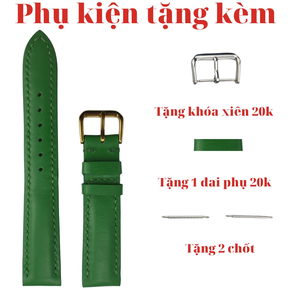 Dây da đồng hồ nam da bò, dây đồng hồ da bò handmade, 18mm, 20mm, 22mm - LEXA A32