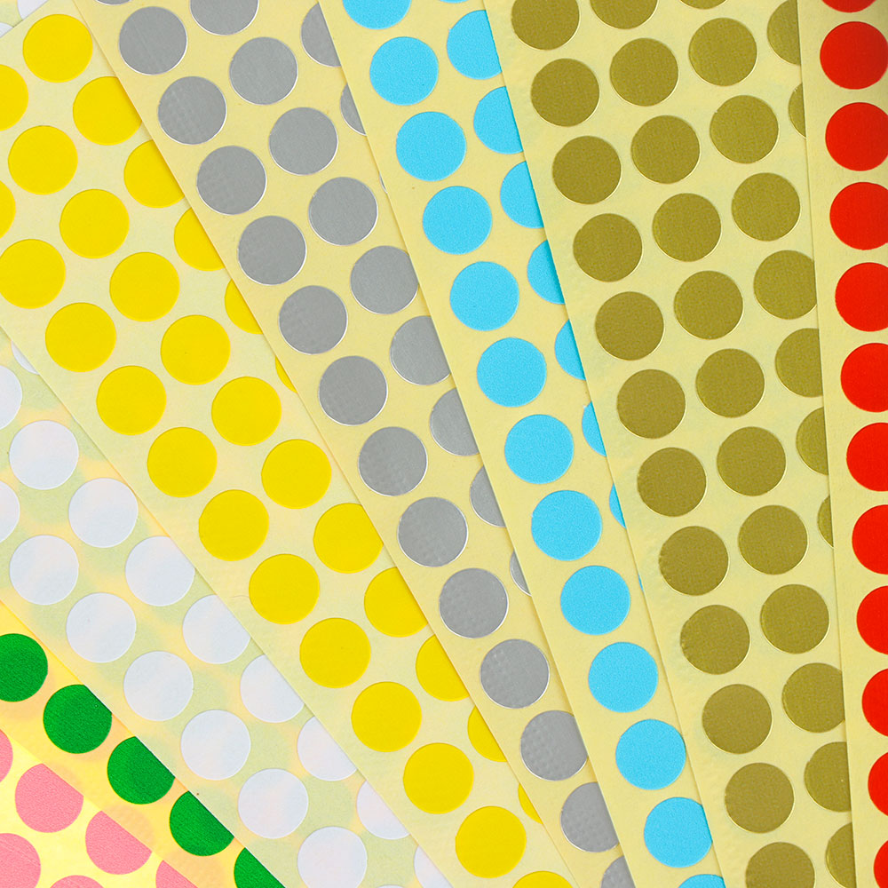 ROW /15 Sheets Craft Package Label Paper Tag Coloured Dot Stickers Circles Party Decoration Office School Supplies DIY Adhesive Stationery Sticker/Multicolor