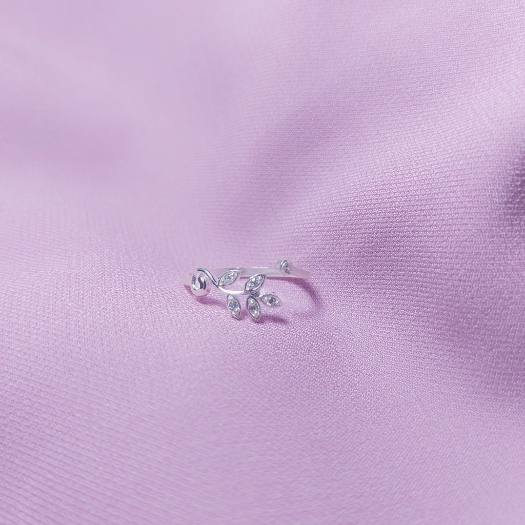 Nhẫn bạc nữ 925 bạc thật DaLiA Jewelry nhẫn bạc hở lá xinh mong manh nàng thơ