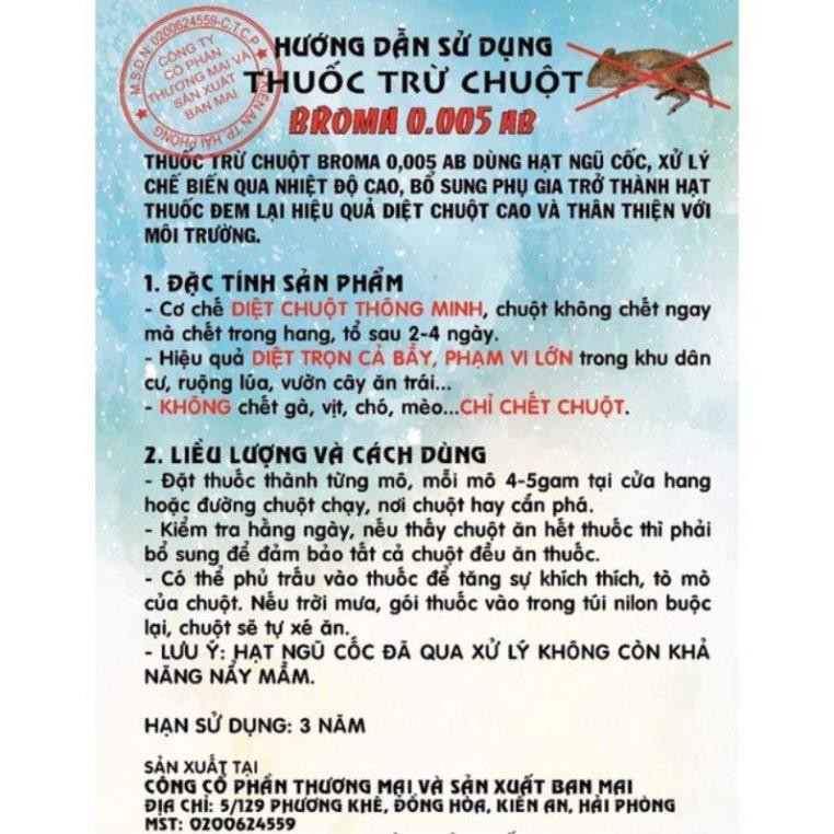 Thuốc diệt chuột BROMA 0.005AB chết chuột mạnh.