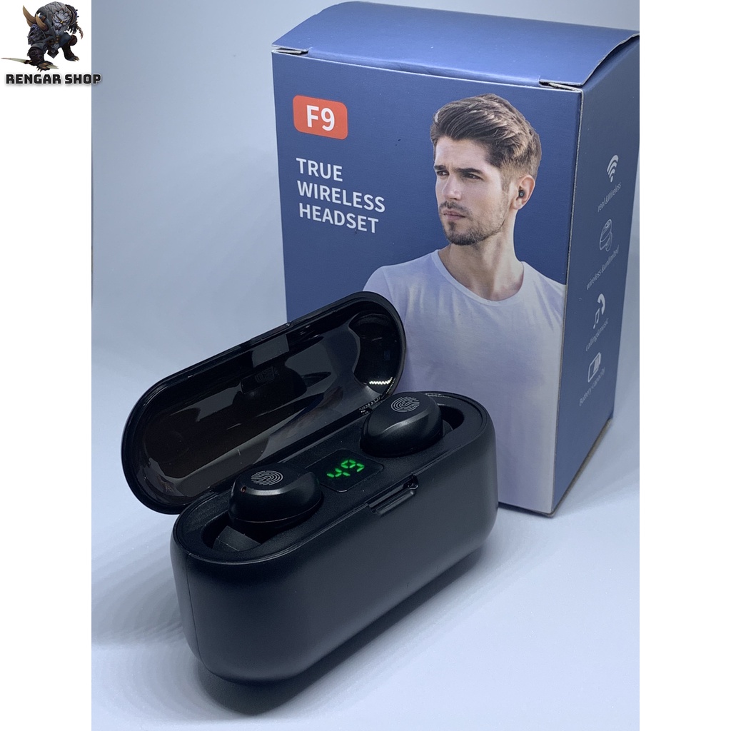 Tai nghe Bluetooth AMOI F9 TWS 5.0 bản QUỐC TẾ không dây cảm ứng chống nước IPX5, chống ồn tích hợp sạc dự phòng 2000mAh