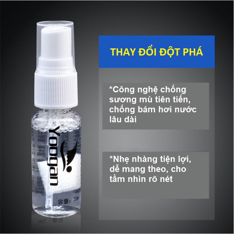 Bình xịt nano Yoogan chống bám hơi nước, sương mù đa năng 20ml ( phù hợp mọi loại kính, gương) - [Tặng kèm khăn lau kính