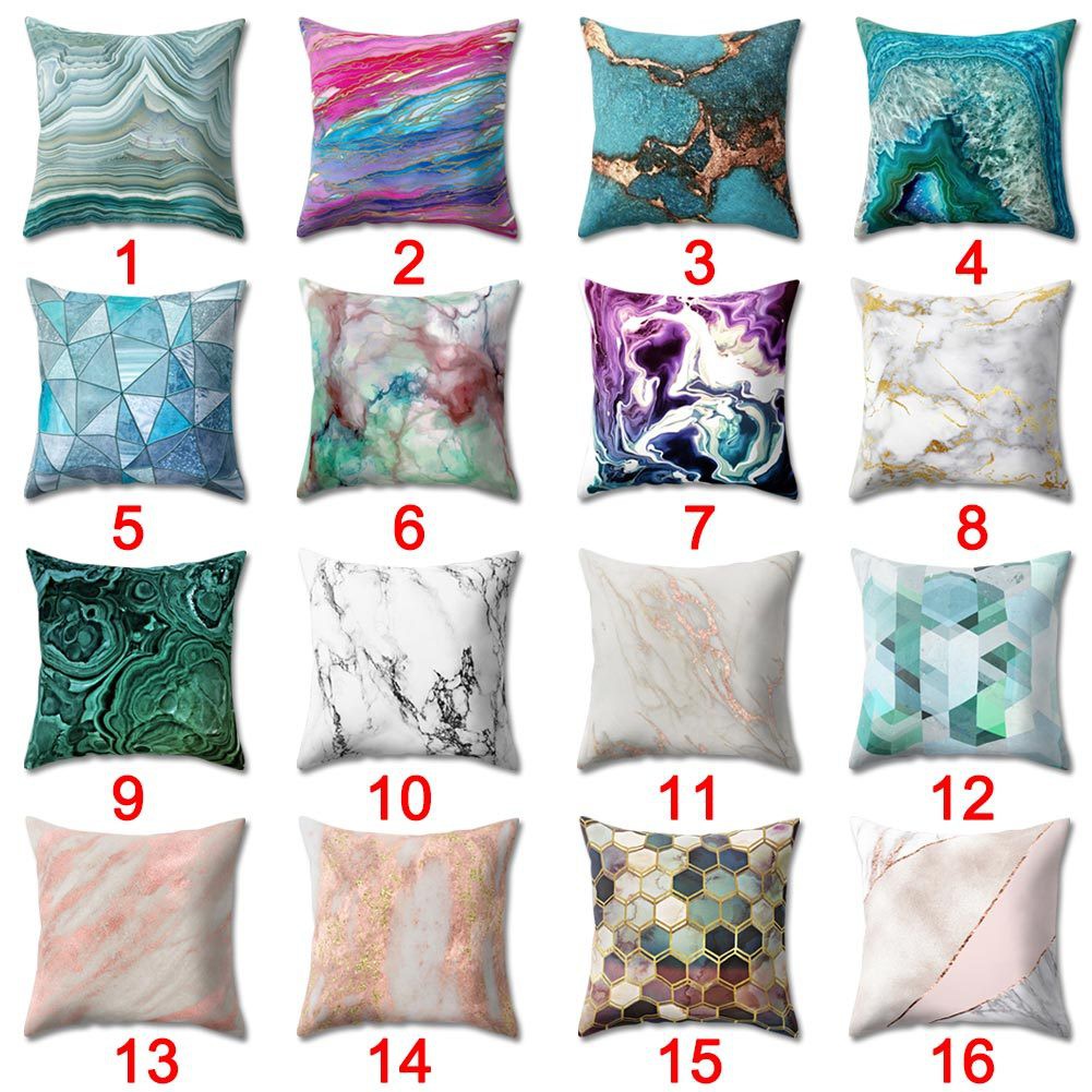 VN Áo Gối Khổ Vuông 45x45cm In Họa Tiết Đá Cẩm Thạch Trang Nhã