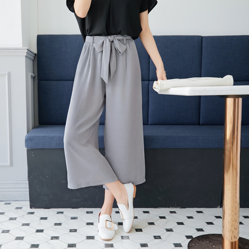 Quần ống rộng phối dây thắt eo cho nữ | BigBuy360 - bigbuy360.vn