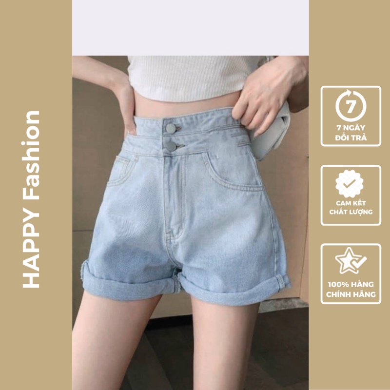 Quần short jean nữ loang màu cạp cao, quần đùi bò chất co dãn tốt dày mịn nâng vòng ba