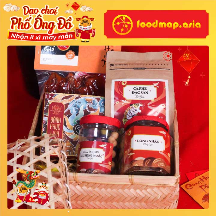 Tết An Khang 2 - Hộp quà Tết 2022 – 9 món | Giỏ mây đan tre