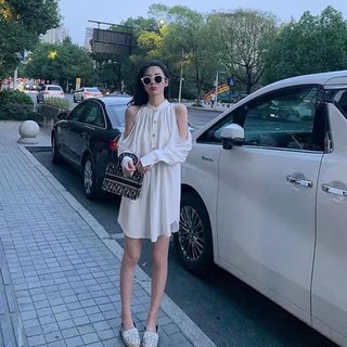 Váy sơ mi đũi trơn