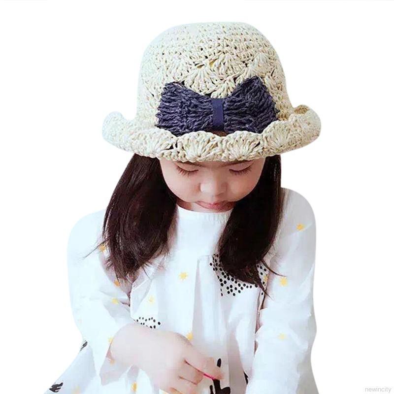 Nón cối phối nơ đáng yêu cho bé gái