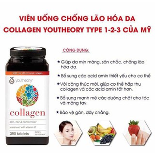 VIÊN UỐNG COLLAGEN YOUTHEORY 390 VIÊN – CHỐNG LÃO HÓA TỪ MỸ TẶNG 1 HỘP KHẨU TRANG