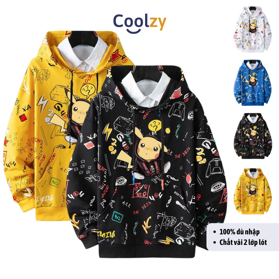 Áo khoác nỉ unisex Hoodie ❤️ Áo khoác hoodie ulzzang PIKACHU NGẬM ỐNG HÚT, form unisex nam nữ trẻ trung