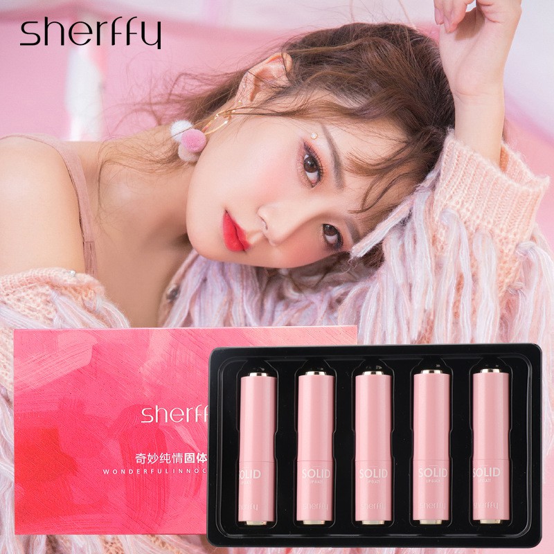 [ HOT ] Set Son 5 thỏi Solid lip glaze dành cho những cô gái yêu màu hồng ^^