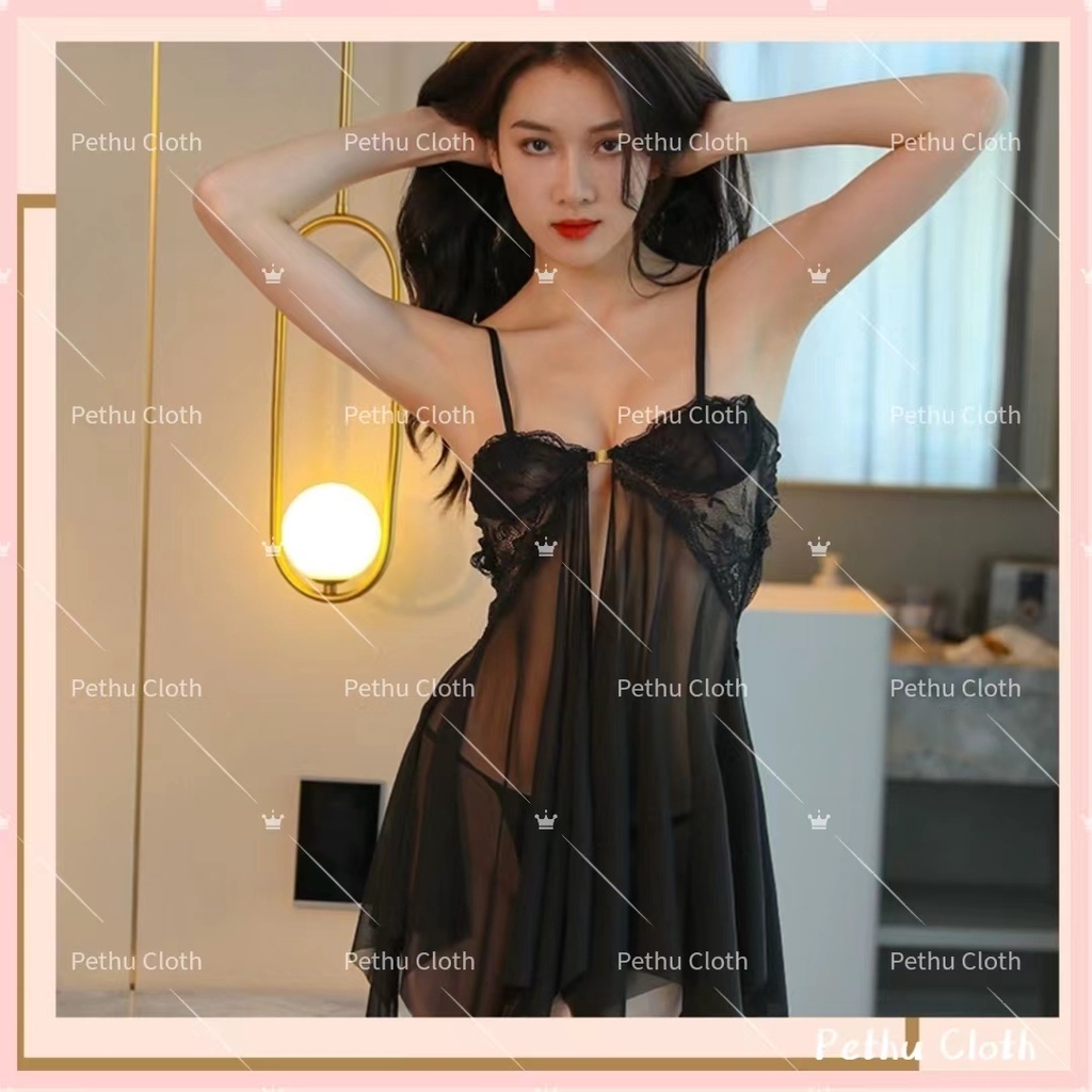 （Q1,HCM)  Có gọng kẽmĐồ ngủ sexy nữ2 dây ren Mềm Mại Kèm Quần Mặc Thoải Mái 40-65kg--010