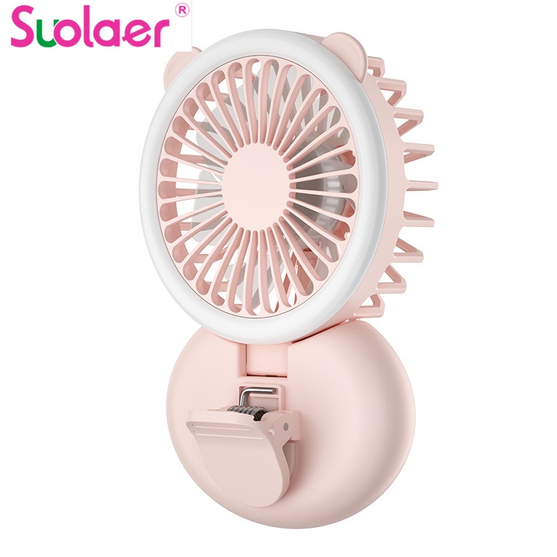 Quạt làm mát mini SUOLAER cầm tay có đèn ban đêm tiện dụng